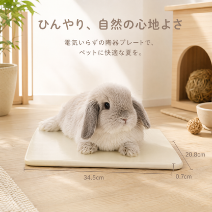 うさぎ用ひんやりプレート｜陶器製・自然冷却タイプ