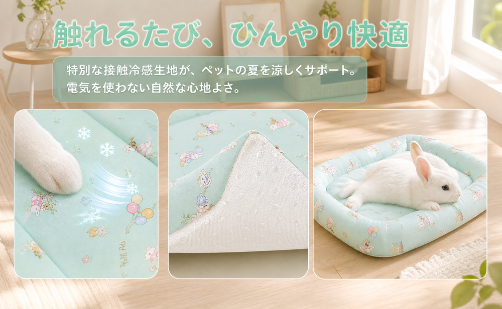 縁のあるうさぎ用ひんやりベッドマット
