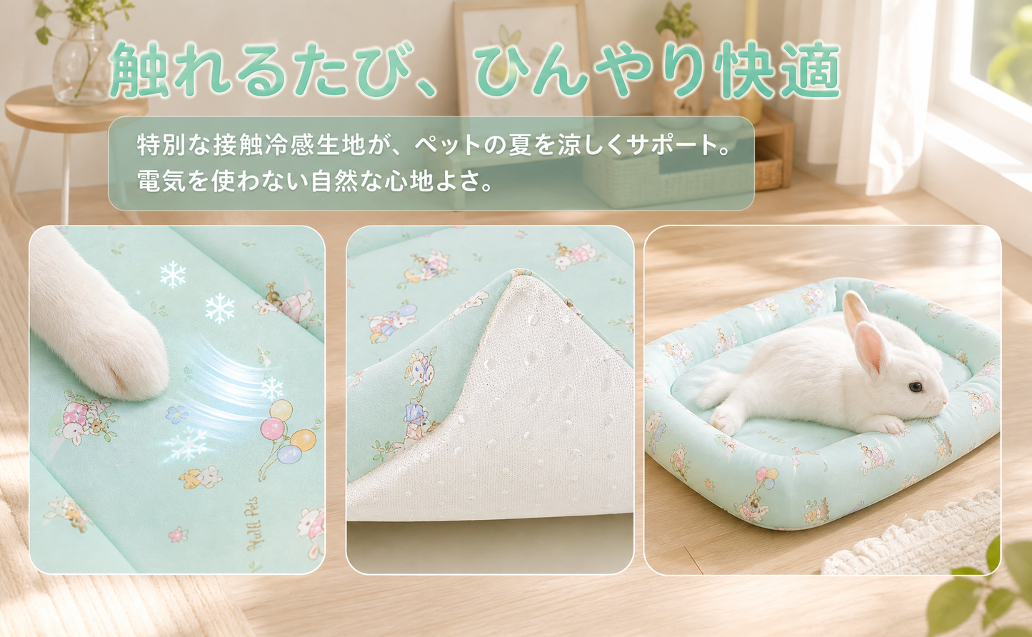 うさぎ用ひんやりマット｜接触冷感・ふんわりベッド型